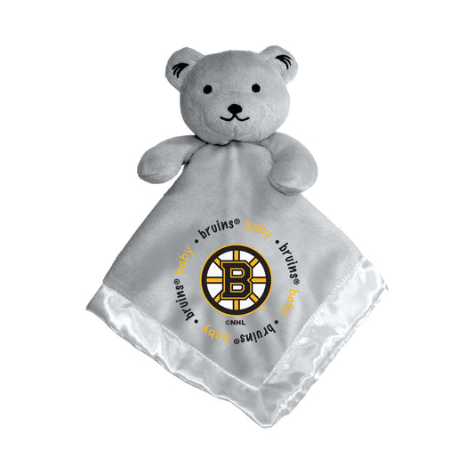 Baby Fanatic Security Bear Blanket - NHL Boston Bruins Infant Snuggle Buddy - Gray Plush Toy - Officially Licensed - Baby Safe