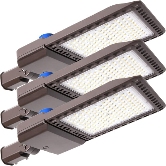 BIRITALO 300W LED Parking Lot Light Outdoor 45000LM Bright Dusk to Dawn FloodLights for Street 5500K 100-277V Commercial Security IP65 Waterproof Exterior Lighting Yard Driveway Garage Park 3 Pack
