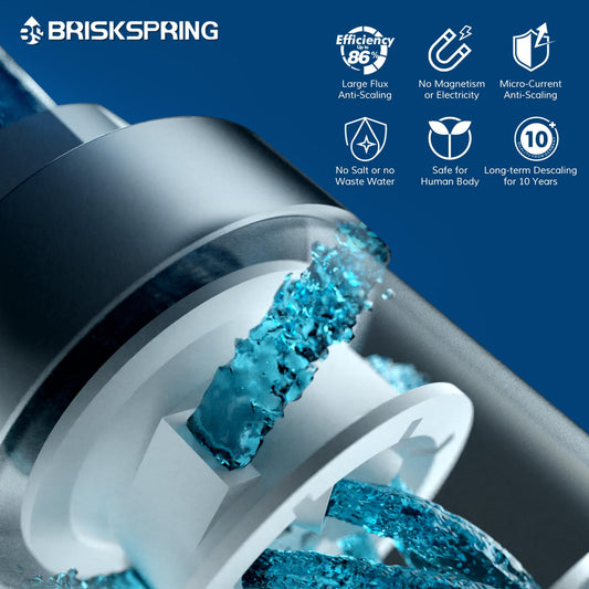 Briskspring Salt Free Water Descaler Whole House, Scale Water Softener System, ¾-Inch NPT Water Heater Descaler, Prevent Scale Built Up On Water Heaters, Smart Toilet & Boilers, 10-Year Durability