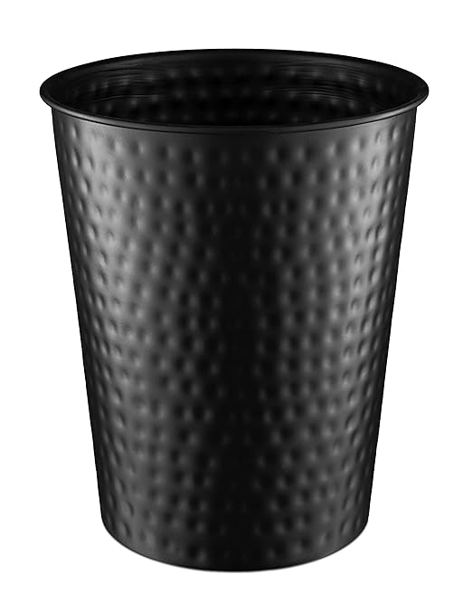 Monarch Abode Metal Bathroom Trash Can â Waste Basket for Bedroom, Office Desk, & Dorm, Hand Hammered, Durable Decorative Black Small Trash Can Bathroom Garbage Bin Wastebasket