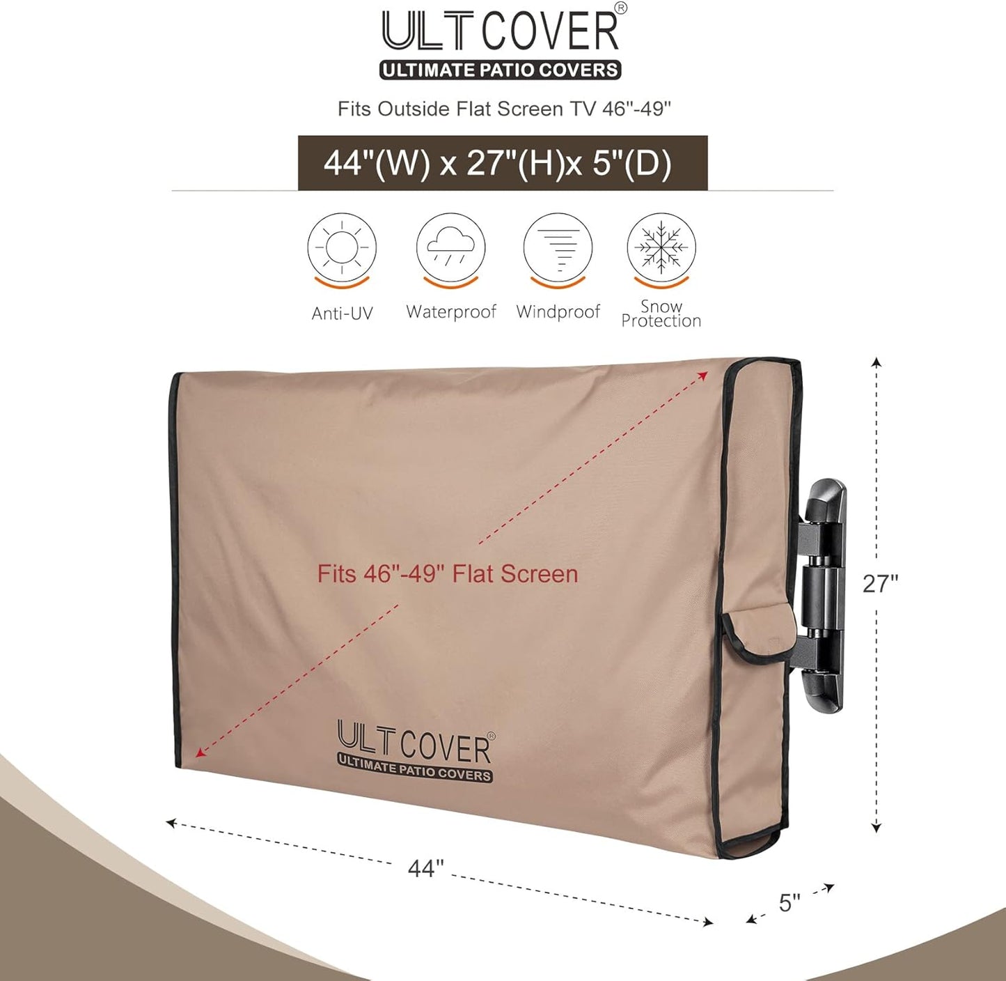 46-49 inch ULTCOVER Waterproof Outdoor TV Cover for Outside Flat Screen Televisions with Mounts and Stands