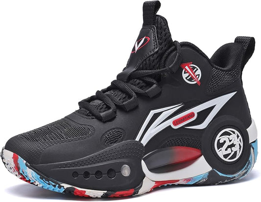 JMFCHI Kids Basketball Shoes High-top Sports Shoes Sneakers Durable Lace-up Non-Slip Running Shoes Secure for Little Kids Big Kids and Boys Girls