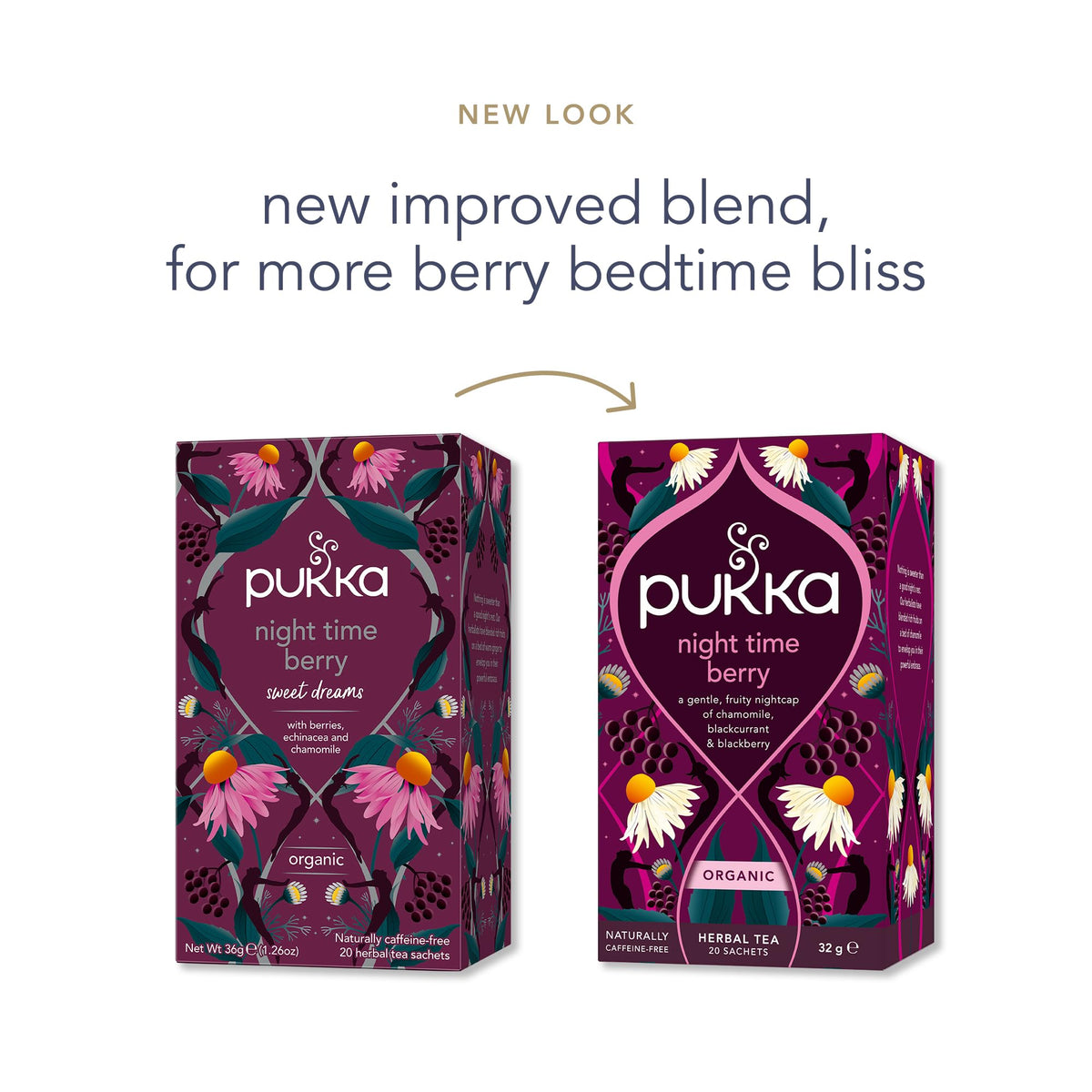 Pukka Night Time Berry Organic Herbal Tea, Soothing Infusion With Chamomile, Lavender & Elderberry, Tea Gift Set For Bedtime Relaxation, Caffeine Free, 80 Total Bags (20ct - Pack of 4)