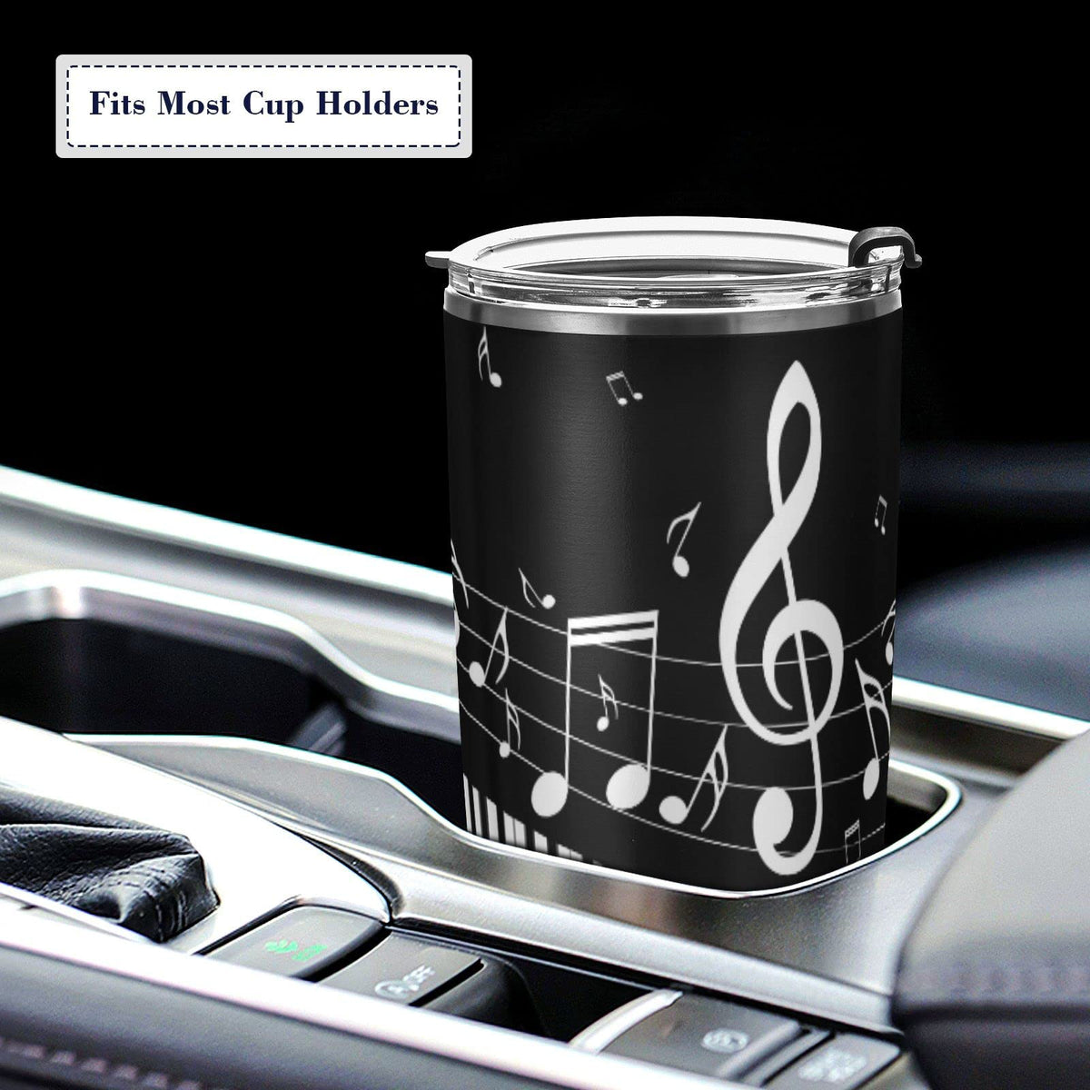 Selerdon 20 oz Piano Keys Music Note Insulated Tumbler Coffee Mug Double Wall Vacuum Travel Mug with Straw and Lid Stainless Steel