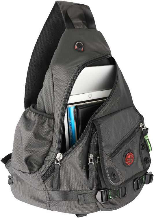 Backpack Large Sling Bag Laptop Cross Body Messenger Bag Shoulder Travel Rucksack (A-Black)