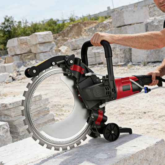 16" Ring Concrete Cutter Saw, Max Cutting Depth 12", 5000W Electric Concrete Saw with Thickened Titanium Alloy Diamond Blade & Wet Cutting System for Concrete, Bricks, Rebar