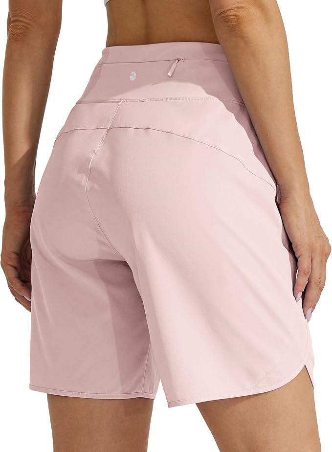 Willit Women's 7" Athletic Running Shorts Long Workout Hiking Shorts Quick Dry High Waisted Active Zipper Pocket(Small)