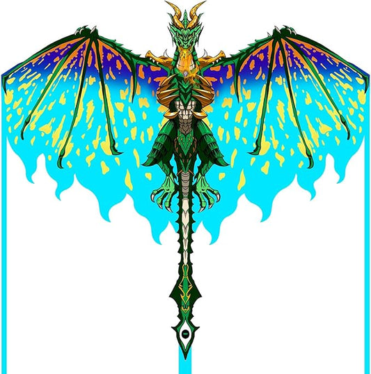 Mint's Colorful Life Dragon Kite for Kids & Adults, Easy to Fly Best Beach Kites for Beginners, 300ft Kite String Included