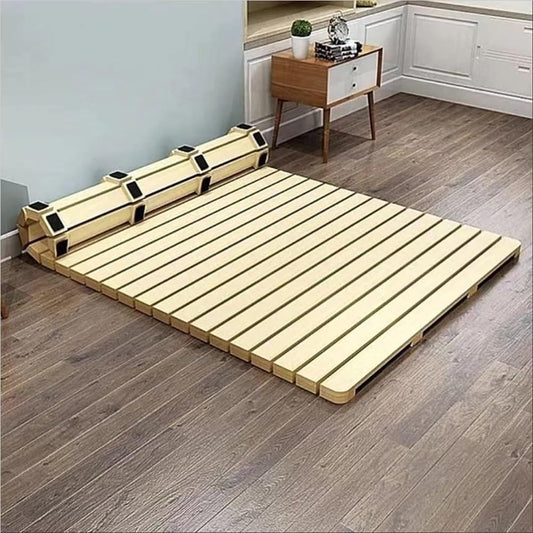 Breathable Bed Plate Solid Wood Futon Frame FoldingPortable Folding Bed,Wooden Bed Frame,Fold Rollable Hard Bed Board,Roll-Type Slatted Bed,Tatami Mat Floor Bed for Bedroom,Living Room,(78.7