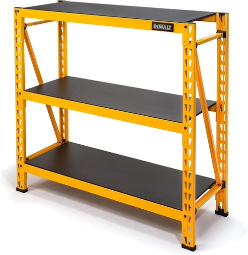 DEWALT Heavy-Duty 4-Foot Tall 3-Shelf Industrial Storage Rack - 4,500 lb Capacity, Metal Shelving