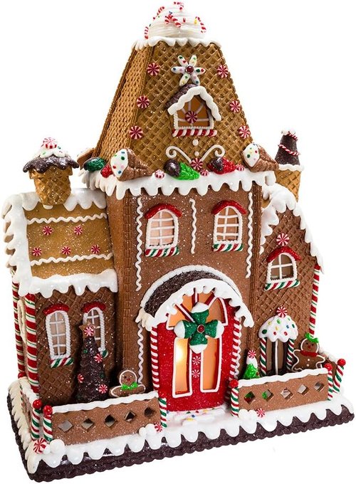 Kurt S. Adler | 16" Fancy Claydough Gingerbread House Tablepiece - Festive Holiday Decor