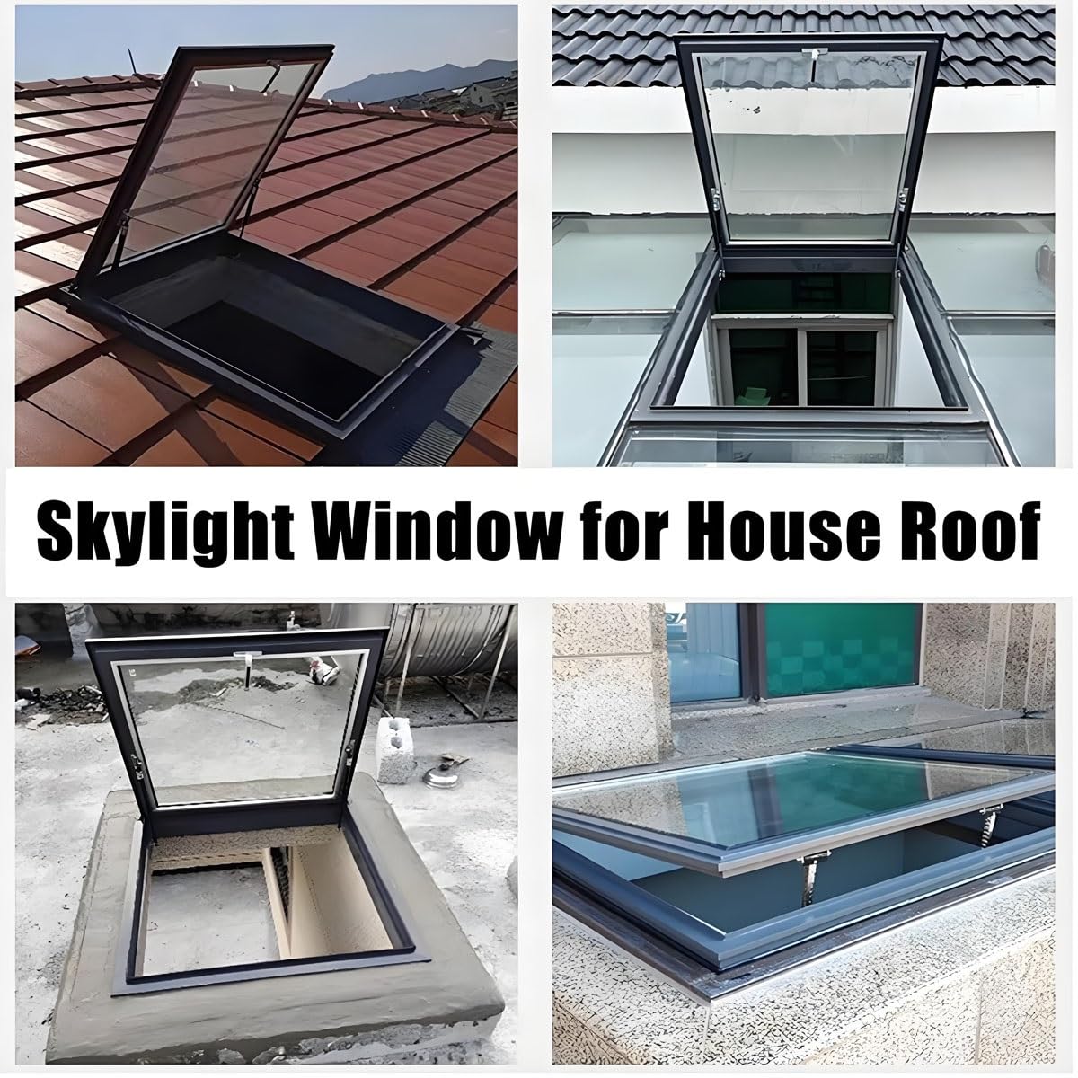 Skylight Windows for House Roof with Double Layer Tempered Glass, Roof Lighting Well Window for Indoor Attic, Aluminium Window Cover for Garage/Basement/Loft/Dark Room(24x12)