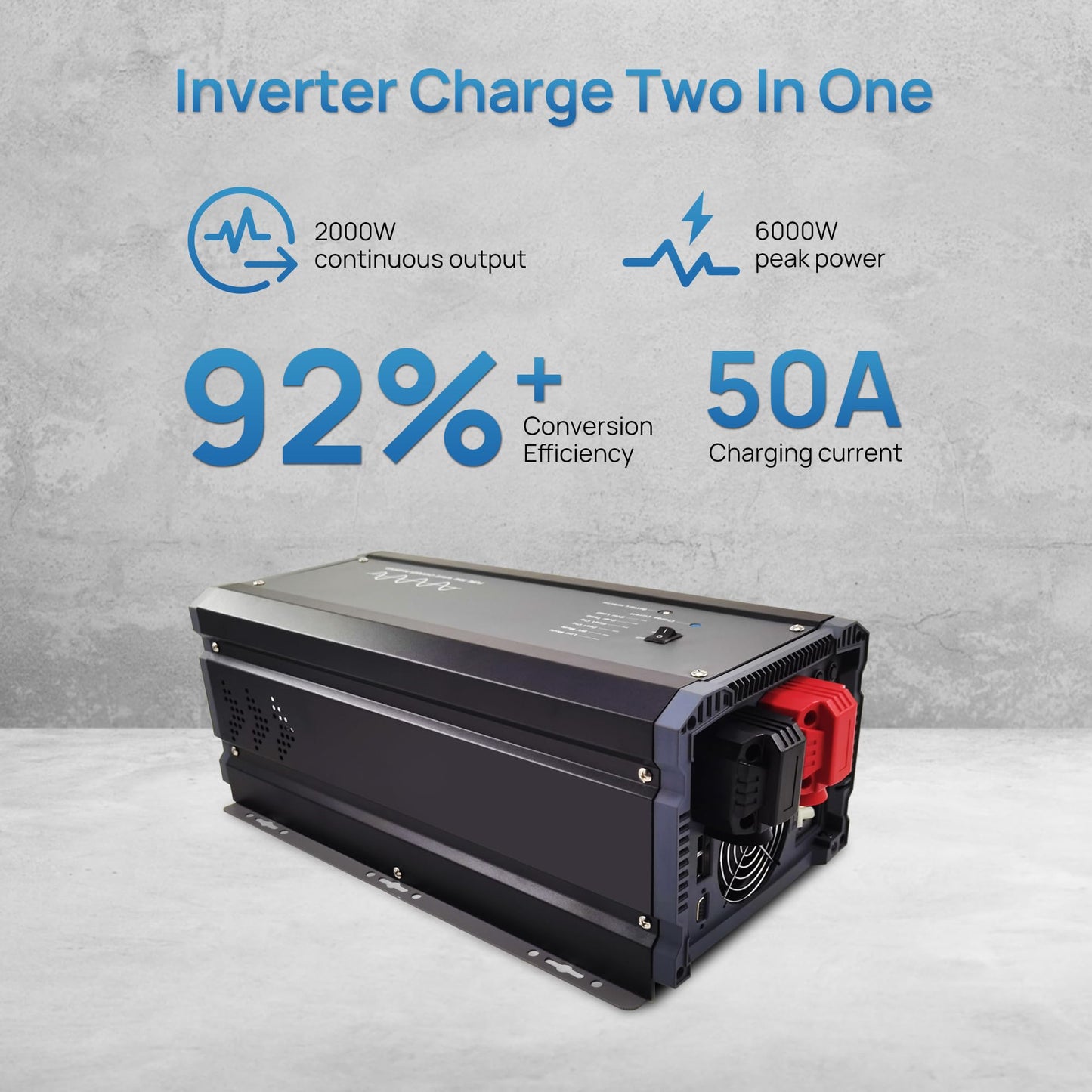 Soyond 2000W Pure Sine Wave Inverter Charger, 12V DC to 120V AC Surge 6000W, with 50A Battery AC Charger, Power Inverter w/LCD Remote Panel for RV, Boat,Truck, Compatible with Lifepo4 Battery