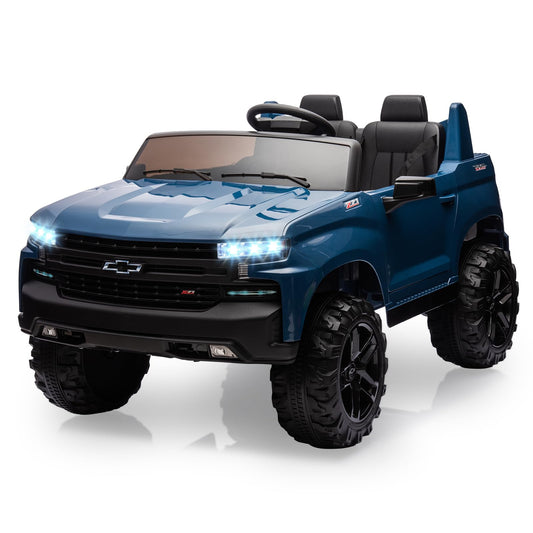 GarveeLife 24V 2-Seater Truck Licensed Chevrolet Silverado Ride On Car Kids Toy, Electric Vehicle Car for Toddlers with Parent Remote Control, Blue