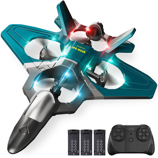 Tubokoro RC Planes with 3 Batteries for Kids Adults, Foam Remote Control Airplane Jet Helicopter Drone Toys for Kids Adults 8-12 12-16, Remote Control Plane Airplane Toys with Led Lights