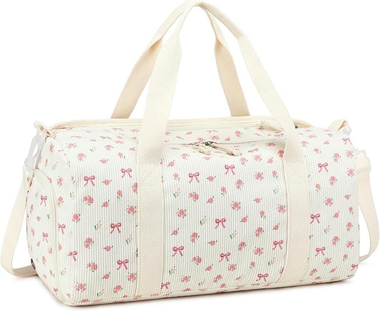 Duffle Bag for Gym Sports Women Girls Workout Travel Bag Weekender with Shoe Compartment and Wet Pocket