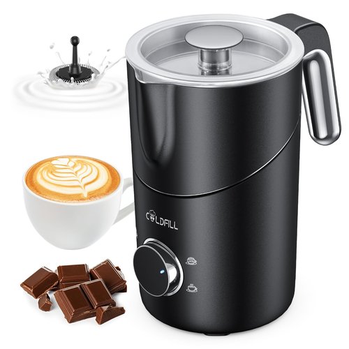 COLDFILL 8-in-1 Milk Frother, 400ml Large Capacity & Detachable Milk Frother and Steamer, Coffee Frothers with Heating Function, Electric Automatic Hot & Cold Foam Milk Steamer, Quiet,Dishwasher Safe