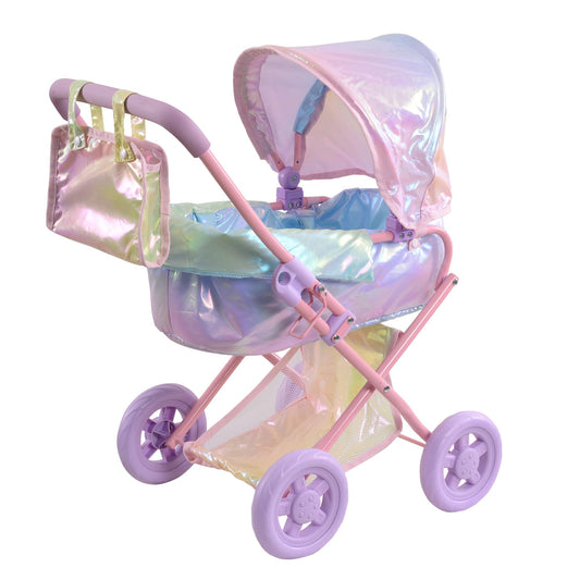 Olivia's Little World - Play Baby Doll Bassinet Stroller, Baby Doll Pram Stroller Buggy for 5 Year Old Girls, Magical Dreamland Baby Doll Deluxe 2-in-1 Stroller for up to 16" Dolls - Multicolor