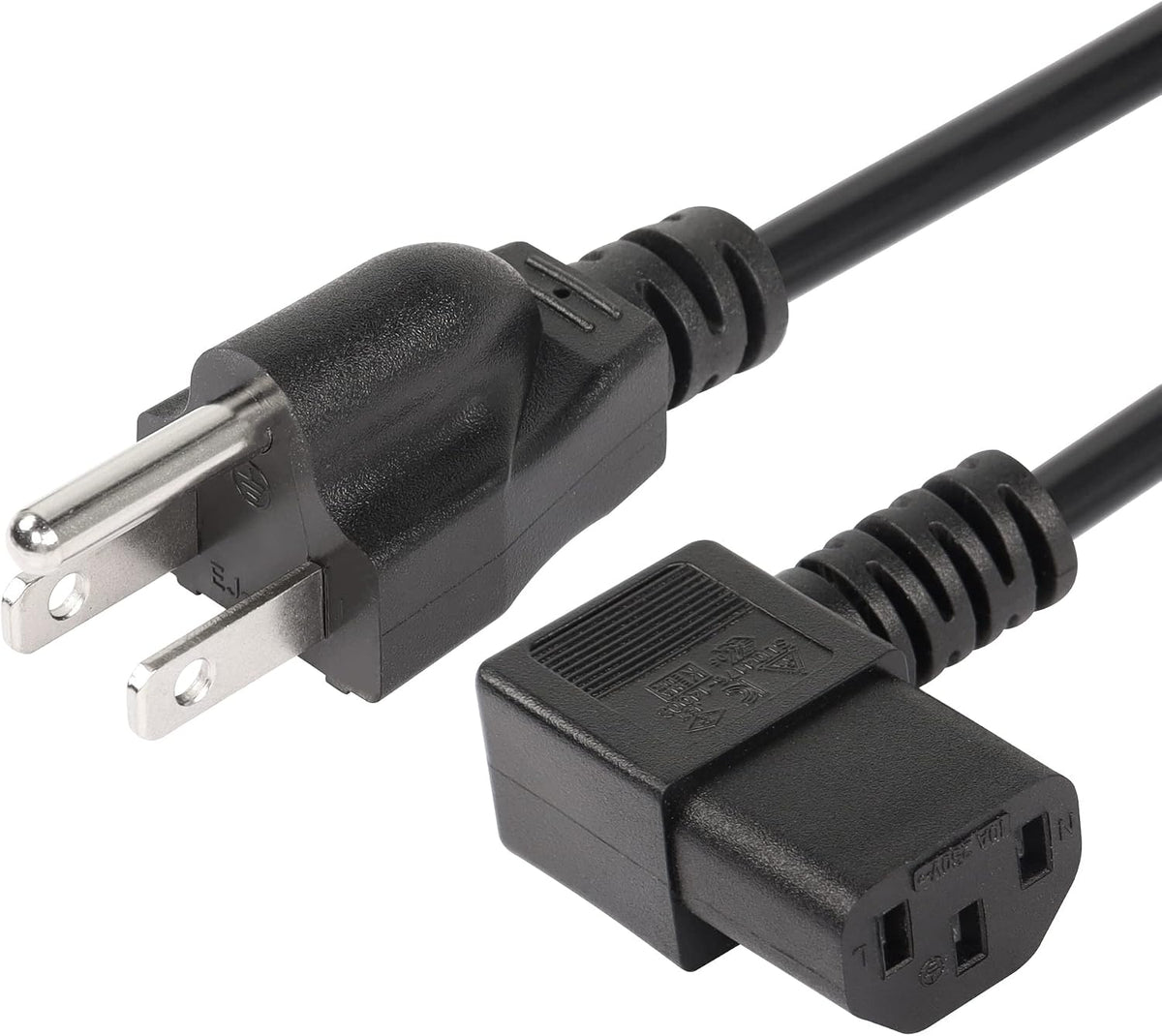 CERRXIAN 4.92FT 18AWG 3 5-15P 90 320 C13 10A/125V, Right Angle Prong Computer Power Cord, NEMA to Degree IEC Monitor TV
