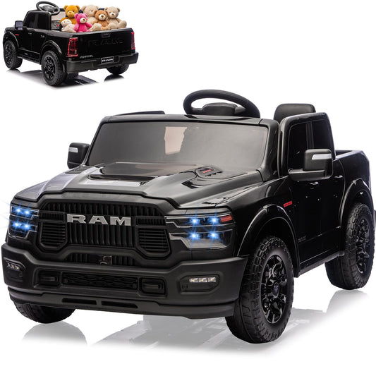 GarveeLife 24V Ride on Toys Licensed RAM 2500, 2 Seater Ride on Truck w/Remote Control, Spacious Truck Bed, 3 Speed, LED Lights, Suspension, Birthday Xmas Gifts for Boys Girls
