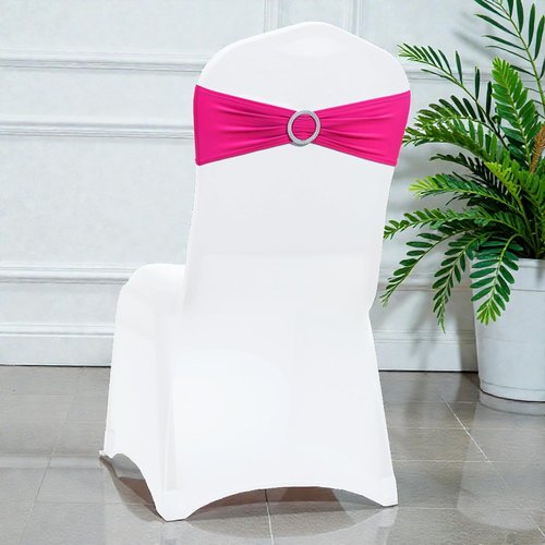 MDS Spandex Chair Sashes - Pack of 125 Elastic Stretch Bands with Buckle Slider Bow | Magenta
