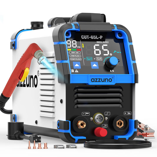 AZZUNO Plasma Cutter 65Amps, Non-Touch Pilot Arc, 110/220V Dual Voltage Large LED Display Plasma Cutting Machine, IGBT Inverter Air Sensor Technology, Max Cut 1" Plate/Mesh Cutting