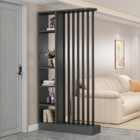 39.4in/100cm Entrance Hall Partition Screen, Wooden Room Divider with Storage Shelves, Modern Freestanding Wood Room Divider Screen, Privacy Screens Room Partition Post (Grey, 100cm/39.4in)