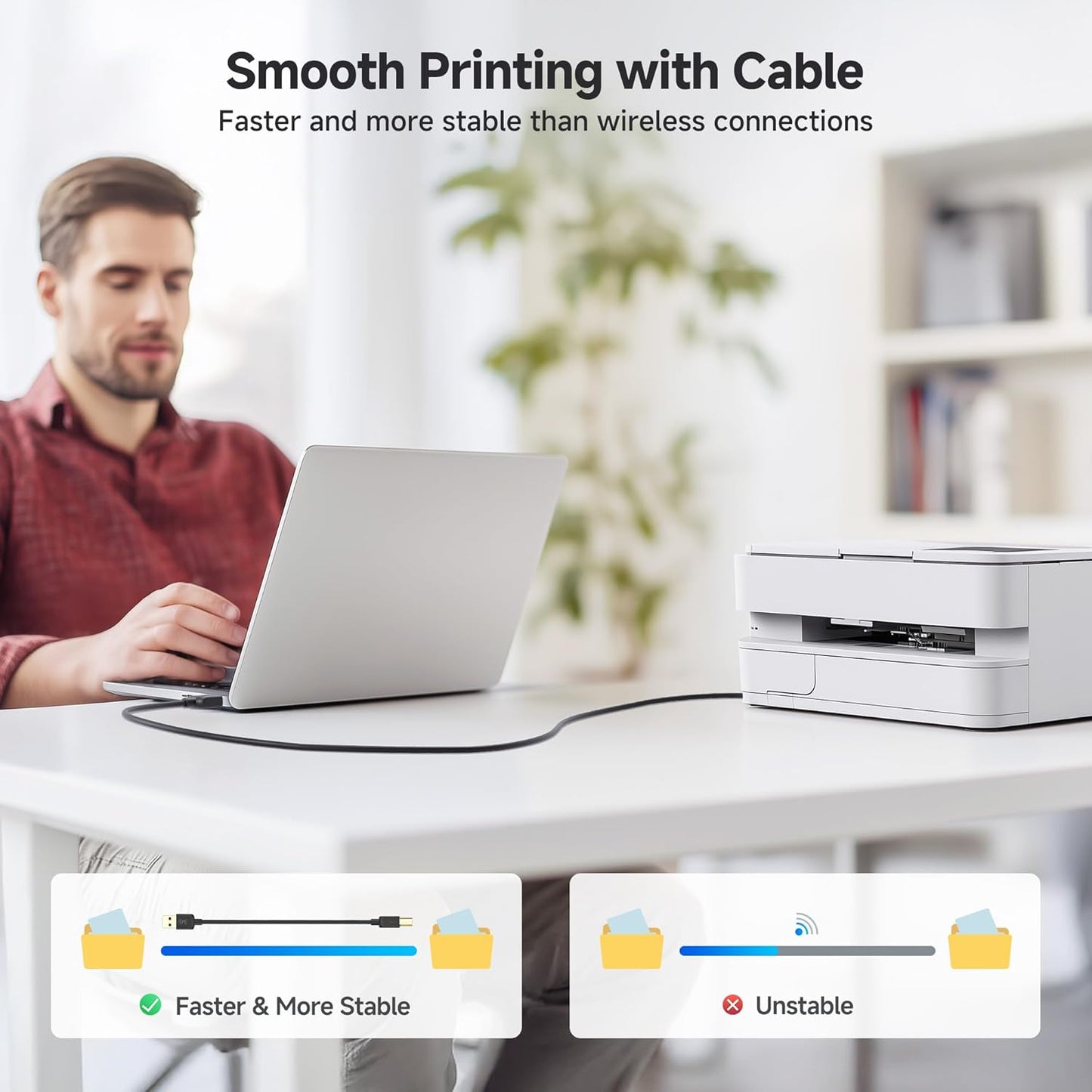 3-Pack 15ft, Cable Matters Long USB Printer Cable - USB A to B Cable, Compatible with Printer, External Hard Drive