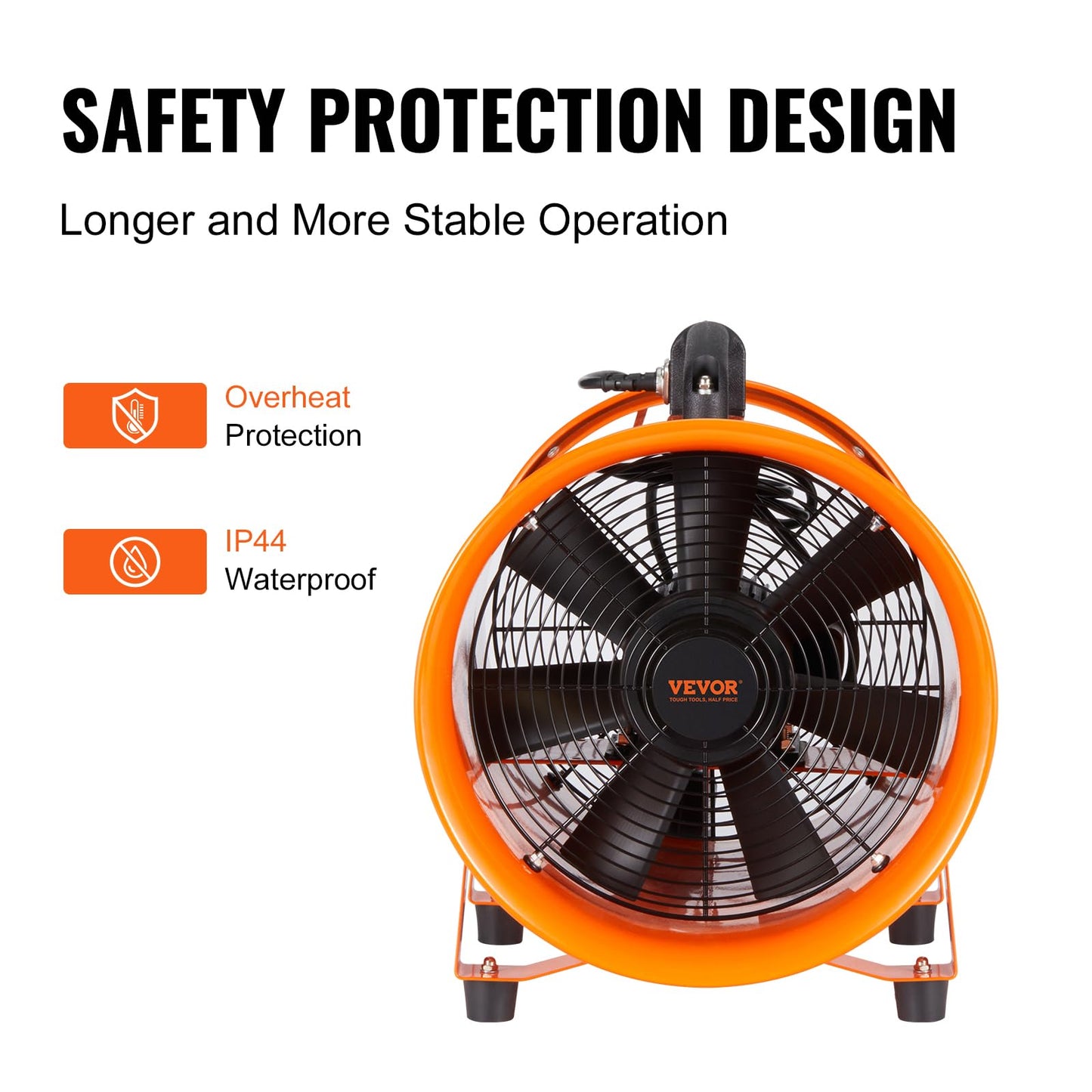VEVOR Air Mover Blower Fan 8 Inch, 1070CFM 195W with 33ft Flexible Duct, Industrial Portable Ventilator Blower/Exhaust