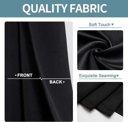 ChrisDowa Small Window Curtains - Grommet Thermal Insulated Room Darkening Panels (Black, 42 x 36 Inch)