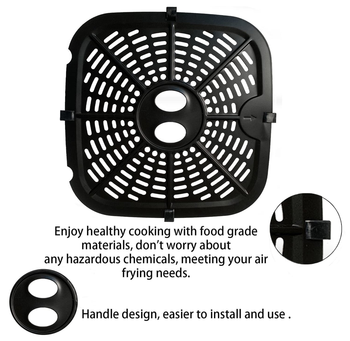 HEISENLIN Square Air Fryer Replacement Crisper Tray for 6.8QT Dreo Air Fryer Pro Max, 9.6IN Upgraded Double-layer Coating Air Fryer Grill Plate Pan Rack Grate Grid Insert for Dreo Air Fryers