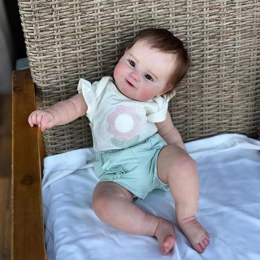 TERABITHIA Soft Touch Cuddly Baby Realistic Reborn Girl Doll - 20Inches Sweet Smiling Rooted Hair Newborn Lifelike Baby Dolls that Look Real and Feel Real
