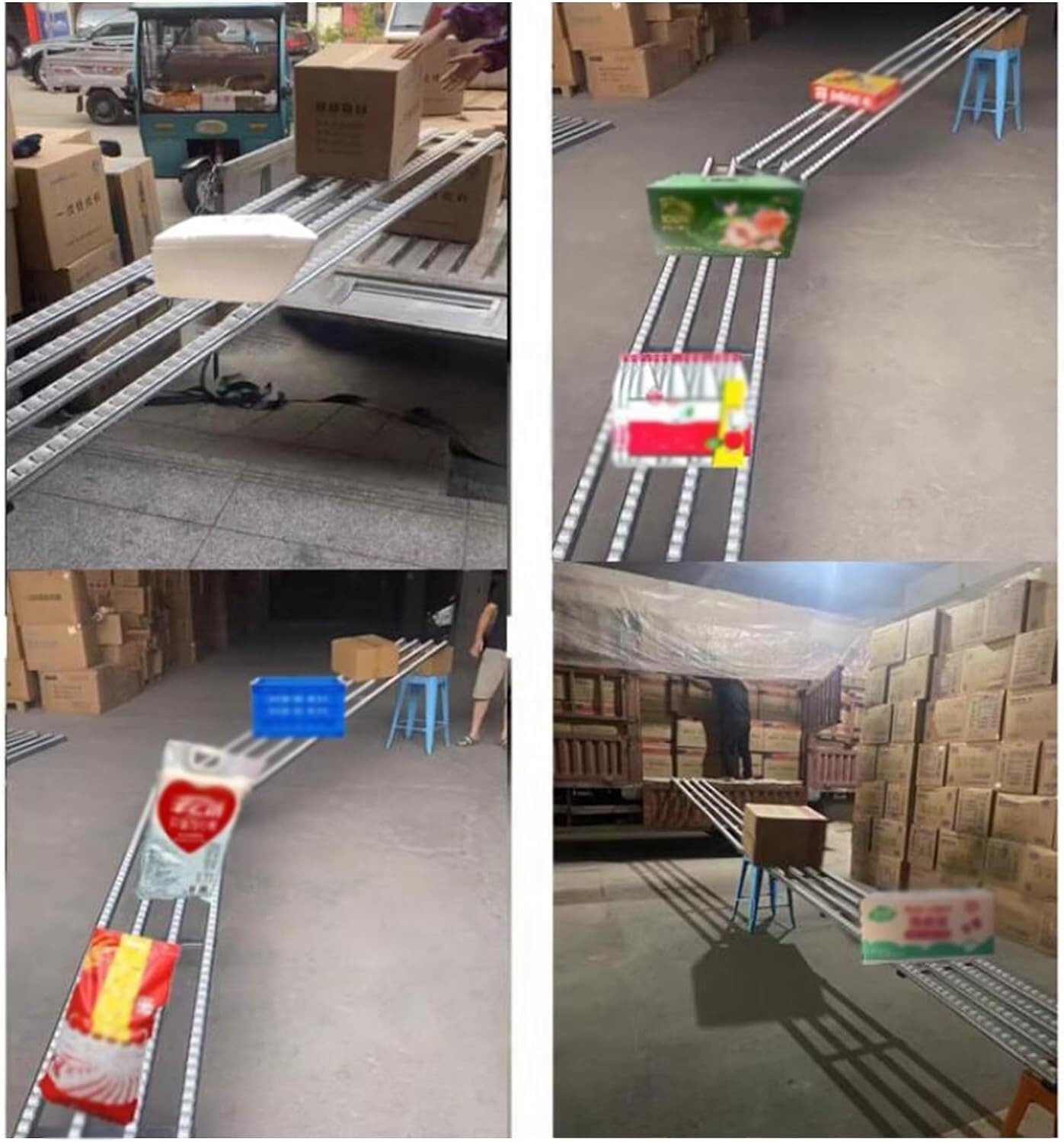 200cm Conveyor Table, Light-Duty ABS Plastic Roller Unloading Slide for Warehouses & Factories, Efficient Freight Handling (6 Slides)