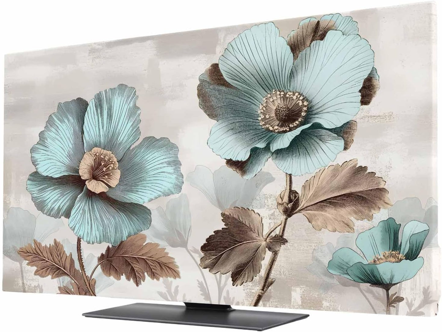 Yukro 75 Inch, 65"x37" Blue Broccoli Indoor TV Dust Cover, Farmhouse Rustic Floral Retro Brown Botanical Elastic TV