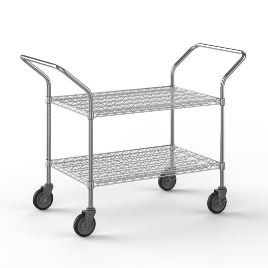 24" W x 36" L x 36" H Chrome Heavy Duty Utility Cart | 2-Tier | NSF Commercial Storage Rack Mobile Unit | Storage and Mobility Solution for Your Business