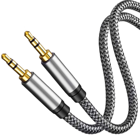 3.5mm 3Ft, (3Ft/1M, Tan QY Nylon Braided Aux Cable Audio Auxiliary Input Adapter Male to Male Cord for Headphones, Car