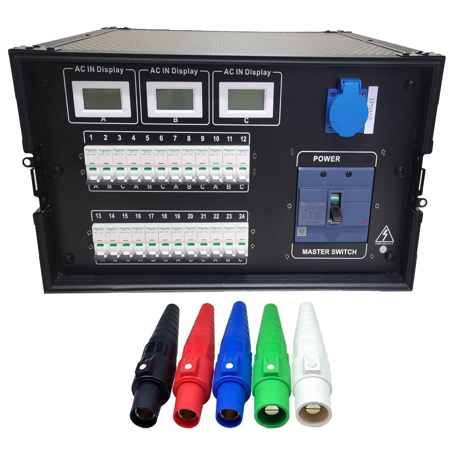 JUNMAN 24 Channel Powercon Power Distro Distributor Box for DJ Stage Lighting Party Event Show