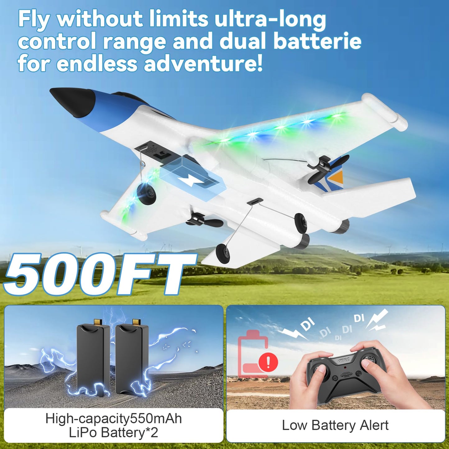 4DRC G1 RC Plane for Adults Kids, RC Airplane Fighter Jet 2.4GHz 4 Channel 6-axis Gyro Stabilizer RTF Glider Aircraft Plane Toys, Easy to Fly Remote Control Airplane Glider for Kids & Beginners