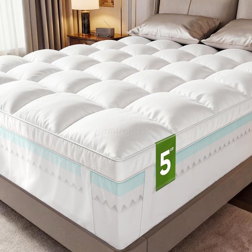 Extra Thick Memory Foam Mattress Topper by [Brand Name] - Dual Layer 2.5" Gel Foam & Cooling Bamboo Pillow Top for Back Pain Relief | Queen Size 80x60x5in