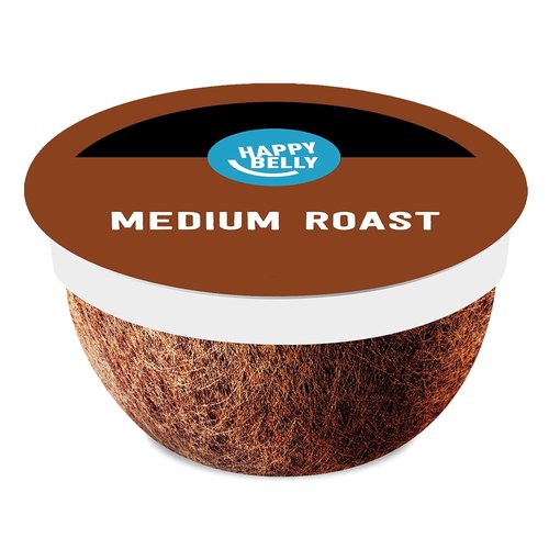 Happy Belly Medium Roast Coffee Pods - Compostable & Compatible with K-Cup Brewer | 96 Count