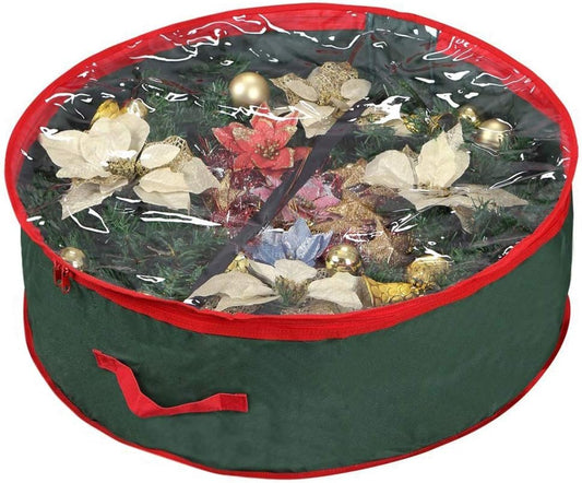 Primode Christmas Wreath Storage Bag - Extra Large 48" Container with Clear Window | Durable 600D Oxford Material | Green