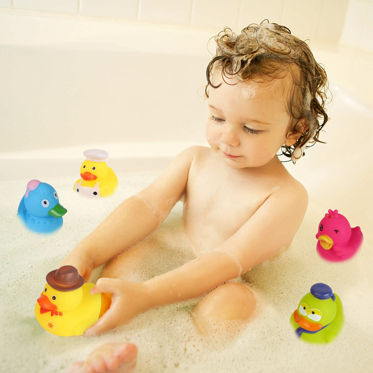 Arttyma Rubber Ducks in Bulk,Assortment Duckies for Jeep Ducking Floater Duck Bath Toys Party Favors (30-Pack)