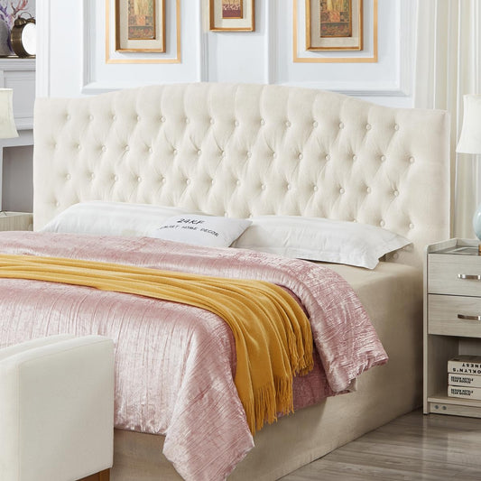 24KF Boucle Upholstered Tufted Button King Headboard and Comfortable Fashional Padded King/California King Size headboard,6025-K-Boucle-Ivory