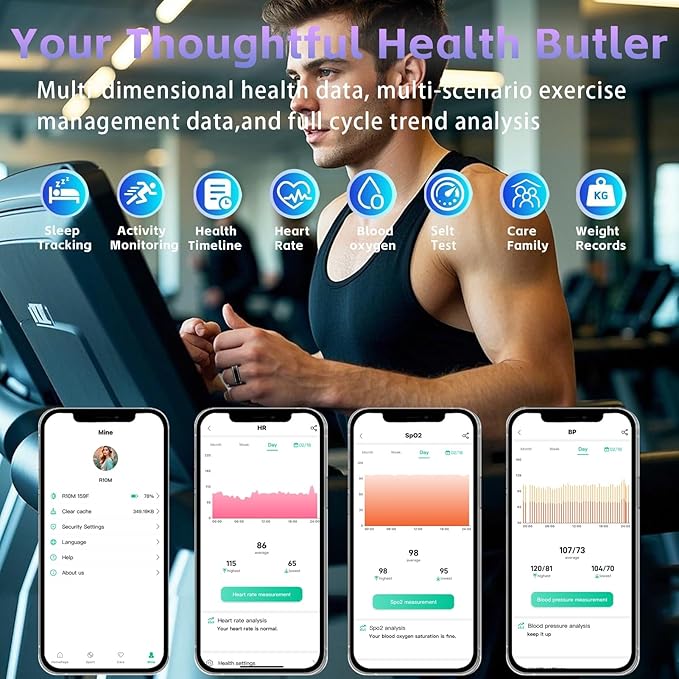 Smart Ring for Men Women ??Fitness Tracker Ring with Heart Rate, SpO2, Blood Pressure, Sleep Monitoring, Step & Calorie Counter, No Subscription Fee, iOS & Android Compatible (Black, 9)