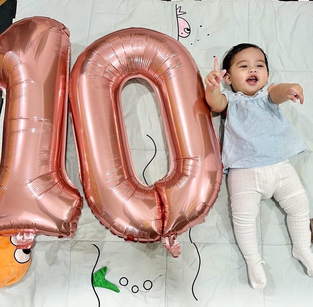 Rose Gold Number Balloons - 40 Inch 0 Balloon for Birthday Decorations | Perfect Party Supplies for All Ages