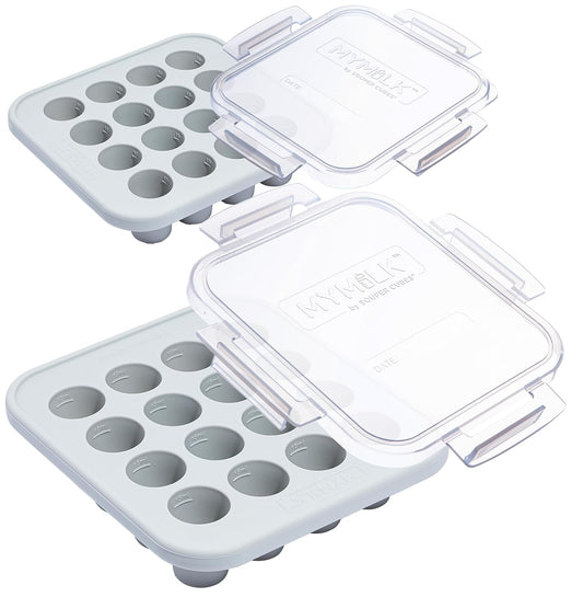 Souper Cubes MyMilk Silicone Breast Milk Freezer Trays - 1/2 oz. Capacity, Food-Grade Platinum Silicone - Gray, 2-Pack