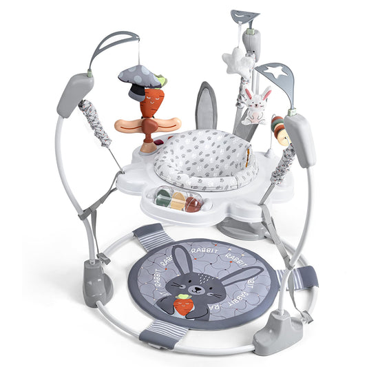 Baby Activity Center, Baby Jumper Activity Center with Music, Interactive Toys, 360° Rotating Seat, 3 Adjustable Heights, Infant Activity Jumper for 6+ Months (Rabbit)