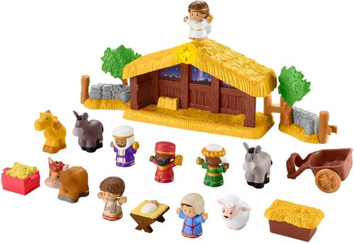Fisher-Price Little People Nativity Set - Musical & Light-Up Christmas Toy for Kids Ages 1+ | 18 Pieces