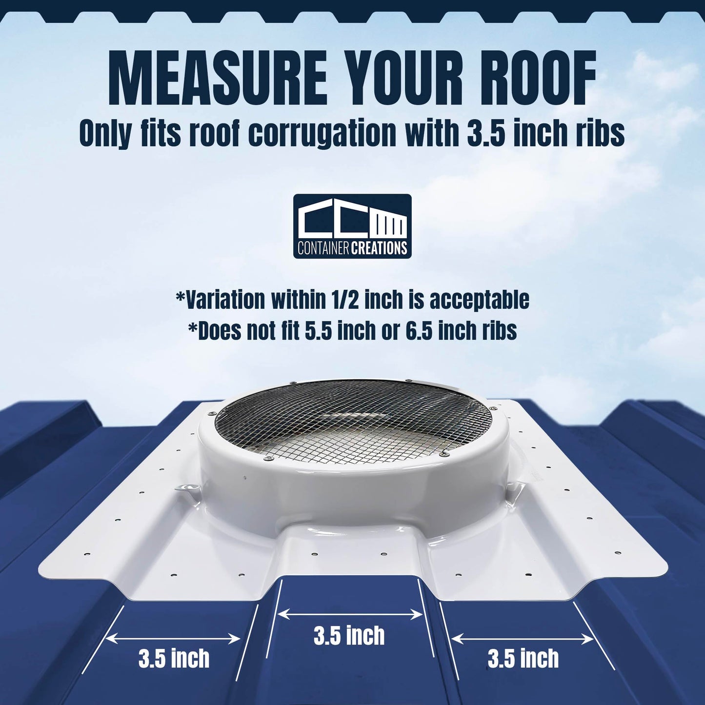 AdaptAIR® Roof Vent Adapter (1-Pack) for 20' Shipping Container/Conex Setup - Fits 12-Inch Turbines - Pair with 1-Pack Turbine, Sold Separately