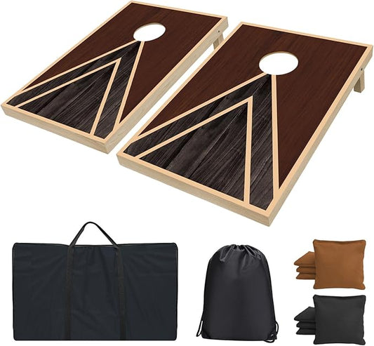 Cornhole Boards Set - Regulation Size 4x2/3x2ft Solid Wood Corn Hole Game Set with 8 Bean Bags and 2 Cornhole Boards - Perfect for Outdoor Game